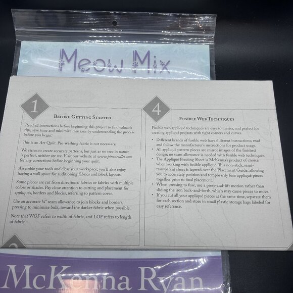 McKenna Ryan Meow Mix “A Purr-Fect Moment” Applique Quilt Sewing Pattern Uncut - Picture 5 of 6
